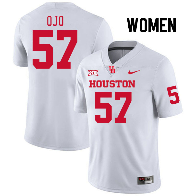 Women #57 Phillips Ojo Houston Cougars College Football Jerseys Stitched-White